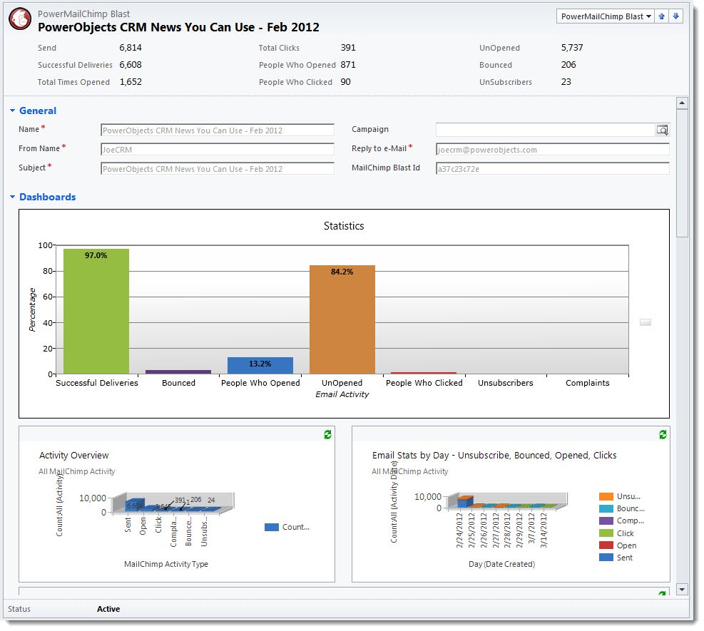 Microsoft Dynamics CRM интеграция с MailChipm